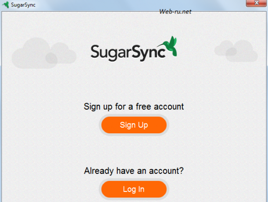 SugarSync - зарегистрироваться или залогиниться